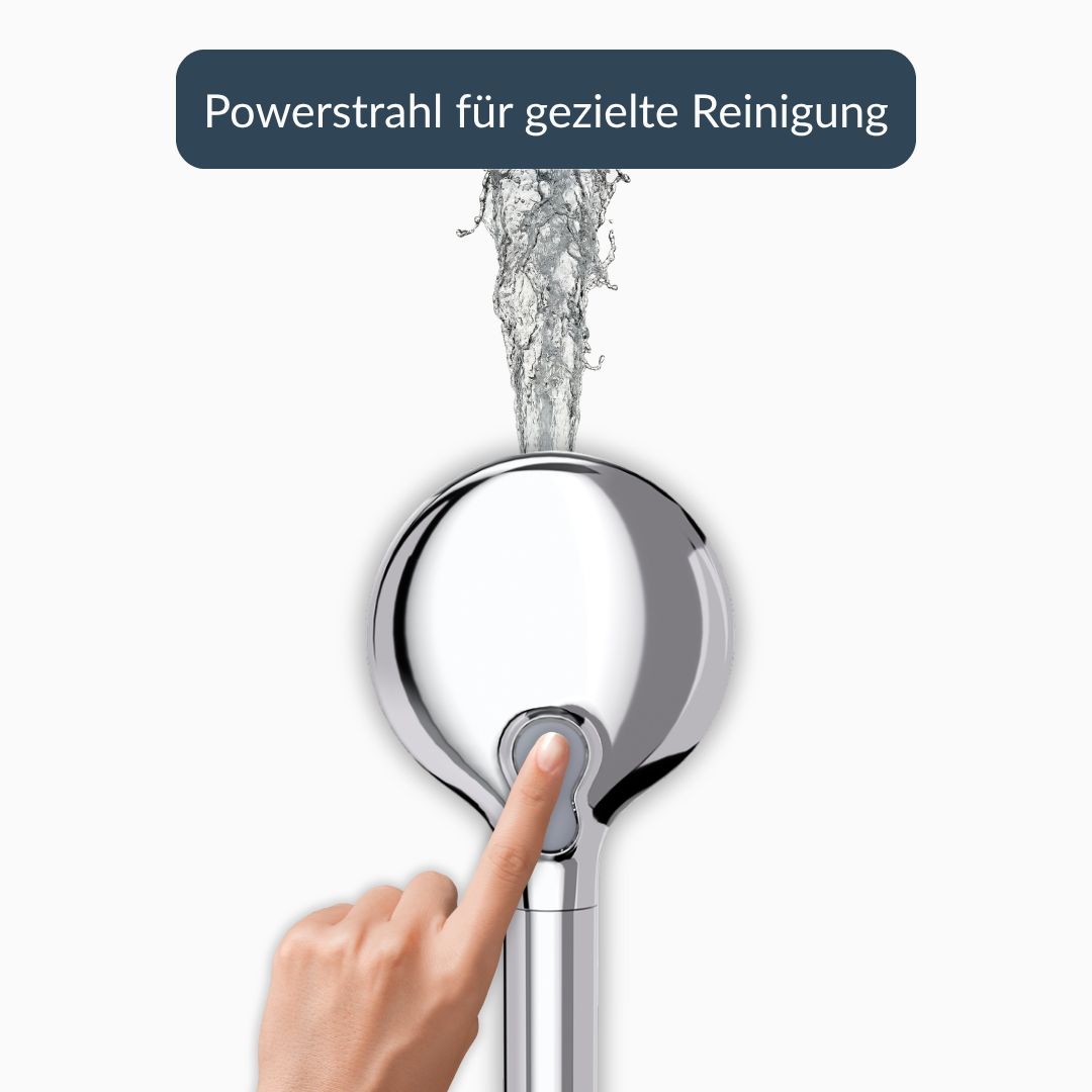 Powerstrahl des Aia Pure Duschkopfs für gezielte Reinigung